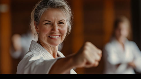 Shirasagi Shima Dojo Übung für Senioren Karate Okinawa langes Leben